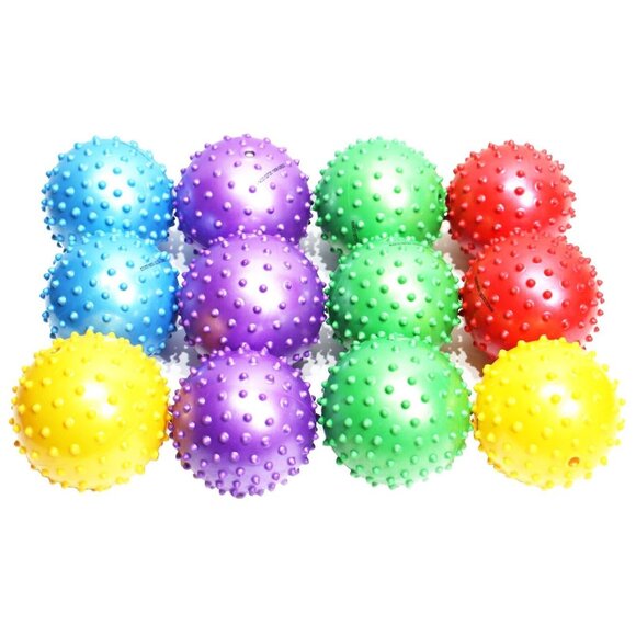 Inflated Knobby Balls Pack of 12 Spiky Sensory Balls - No Pump - Picture 1 of 4